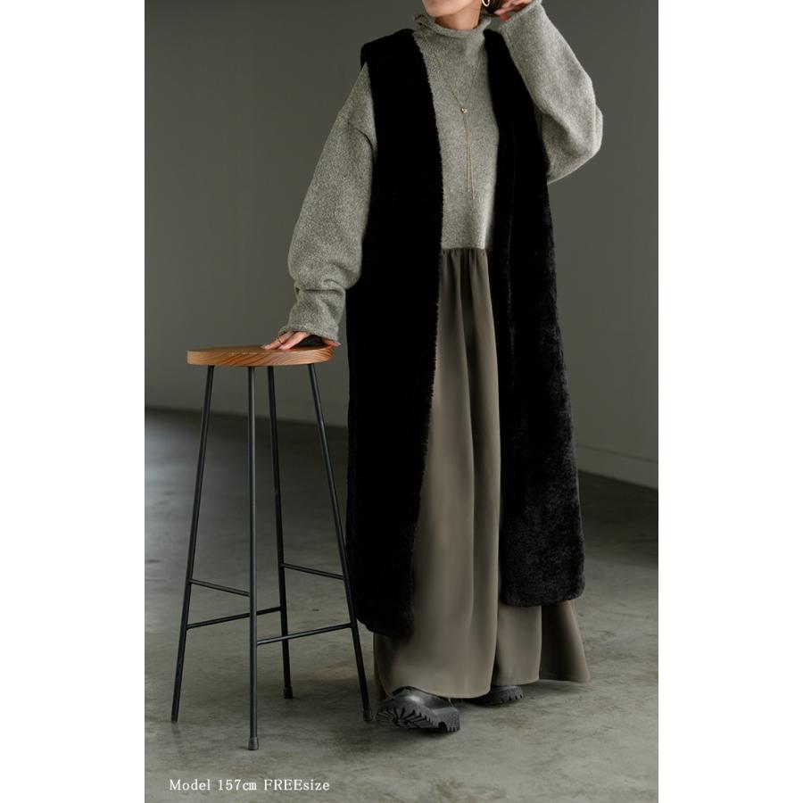 ワンピース ニット ドッキング レディース ワンピ ロング セーター ニットワンピース ニットワンピ | HUG.U | 20