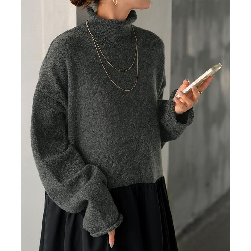 ワンピース ニット ドッキング レディース ワンピ ロング セーター ニットワンピース ニットワンピ | HUG.U | 08