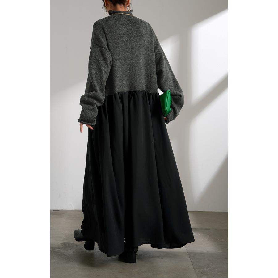 ワンピース ニット ドッキング レディース ワンピ ロング セーター ニットワンピース ニットワンピ | HUG.U | 10