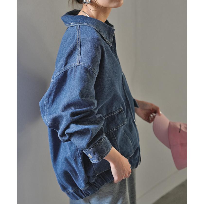 ジャケット デニム ロング レディース デニム ロング ジャケット デニムジャケット ブルゾン オーバー 長袖 羽織 ジーンズ 綿100％ | HUG.U | 14