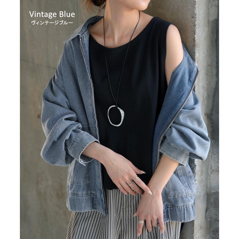 ジャケット デニム ロング レディース デニム ロング ジャケット デニムジャケット ブルゾン オーバー 長袖 羽織 ジーンズ 綿100％ | HUG.U | 15