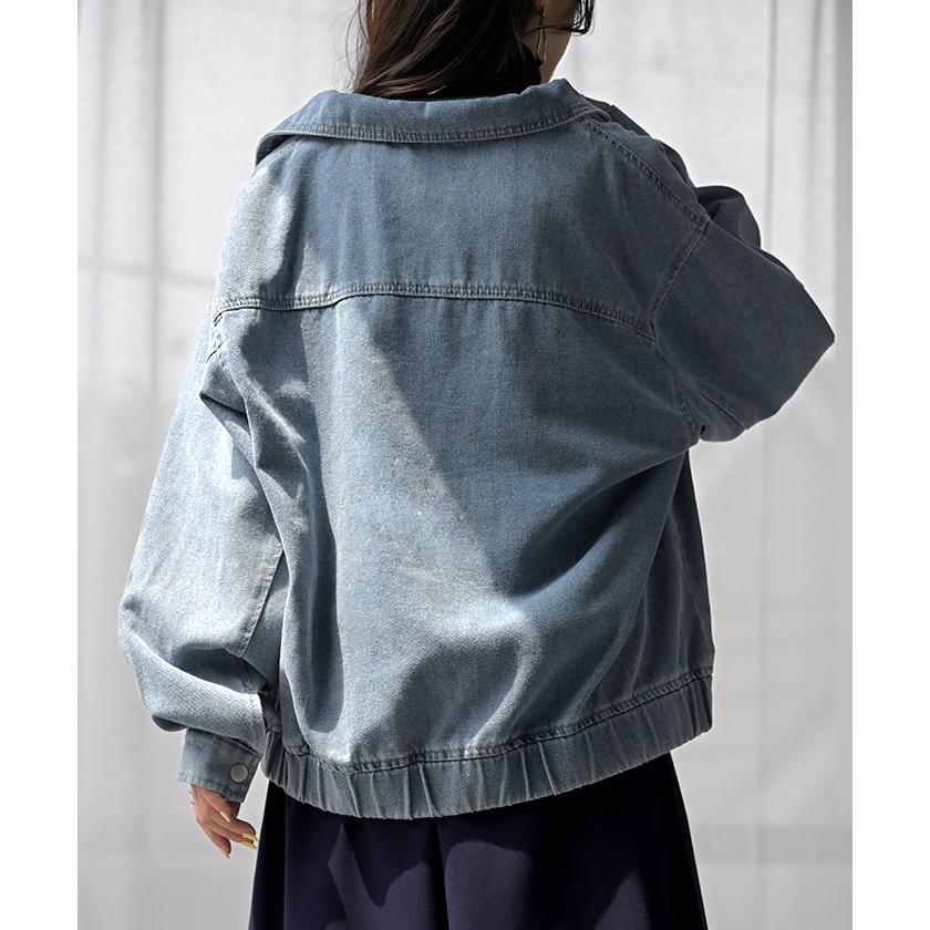 ジャケット デニム ロング レディース デニム ロング ジャケット デニムジャケット ブルゾン オーバー 長袖 羽織 ジーンズ 綿100％ | HUG.U | 20