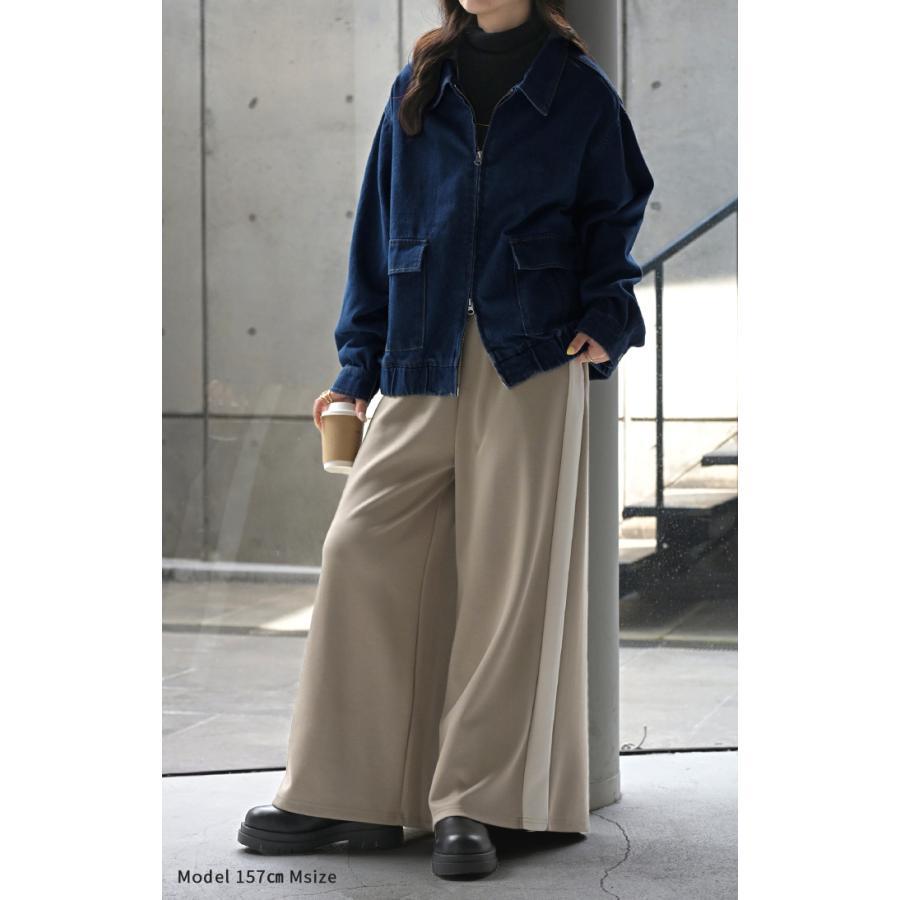 ジャケット デニム ロング レディース デニム ロング ジャケット デニムジャケット ブルゾン オーバー 長袖 羽織 ジーンズ 綿100％ | HUG.U | 05