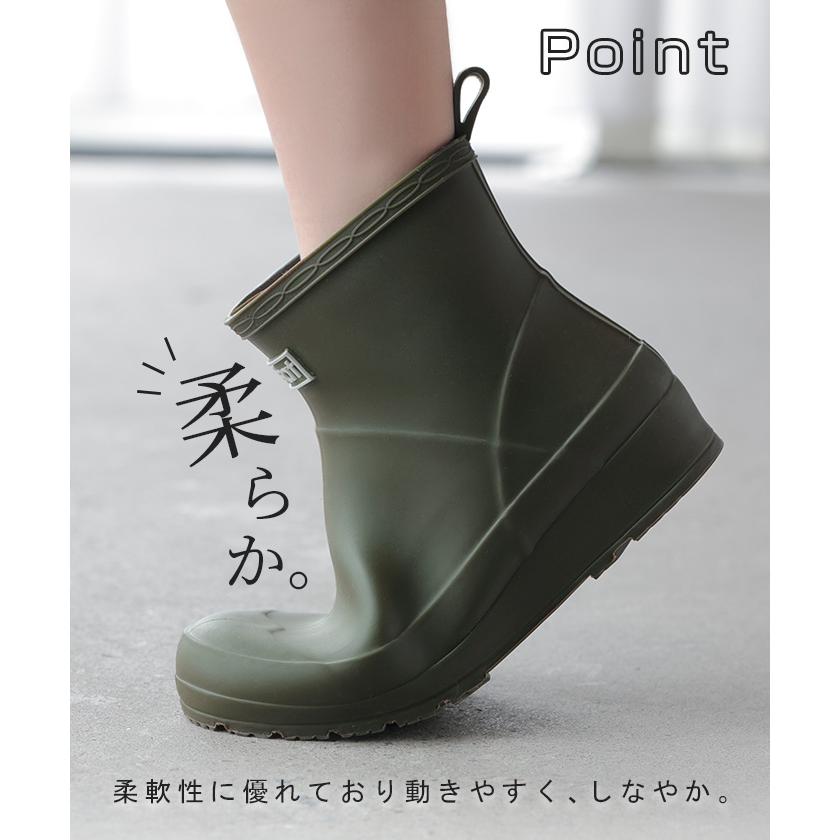 レインブーツ ショート丈 23.0cm 〜 24.5cm 長靴 ロゴ レイン ブーツ レディース 靴 ショート ショートブーツ | HUG.U | 13