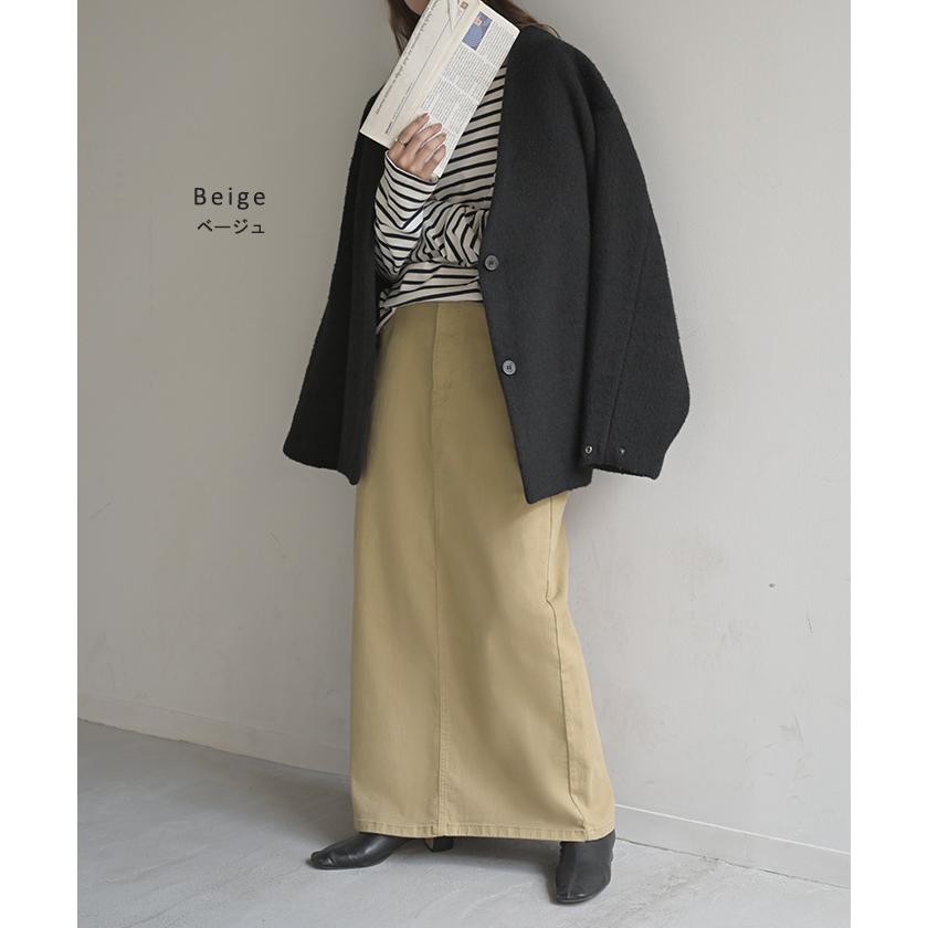 スカート ロング タイト レディース タイトスカート Iライン ストレッチ ロングスカート 綿 混 ボトムス ボトム マキシ マキシスカート スリット 無地 ゆったり | HUG.U | 14