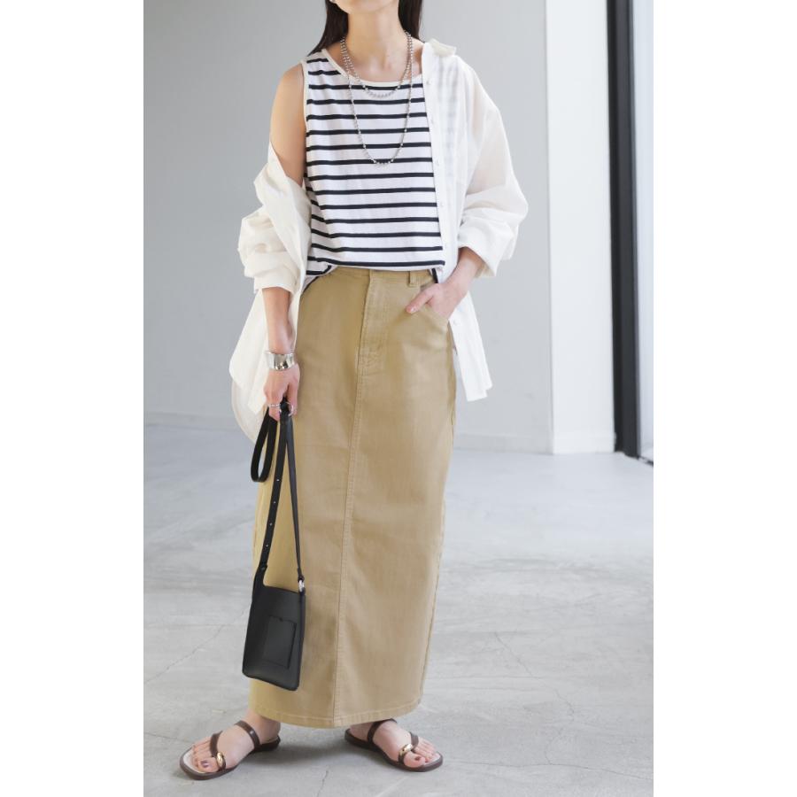 スカート ロング タイト レディース タイトスカート Iライン ストレッチ ロングスカート 綿 混 ボトムス ボトム マキシ マキシスカート スリット 無地 ゆったり | HUG.U | 18