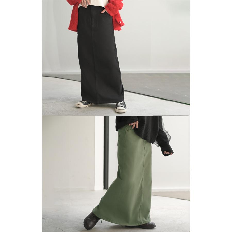 スカート ロング タイト レディース タイトスカート Iライン ストレッチ ロングスカート 綿 混 ボトムス ボトム マキシ マキシスカート スリット 無地 ゆったり | HUG.U | 20