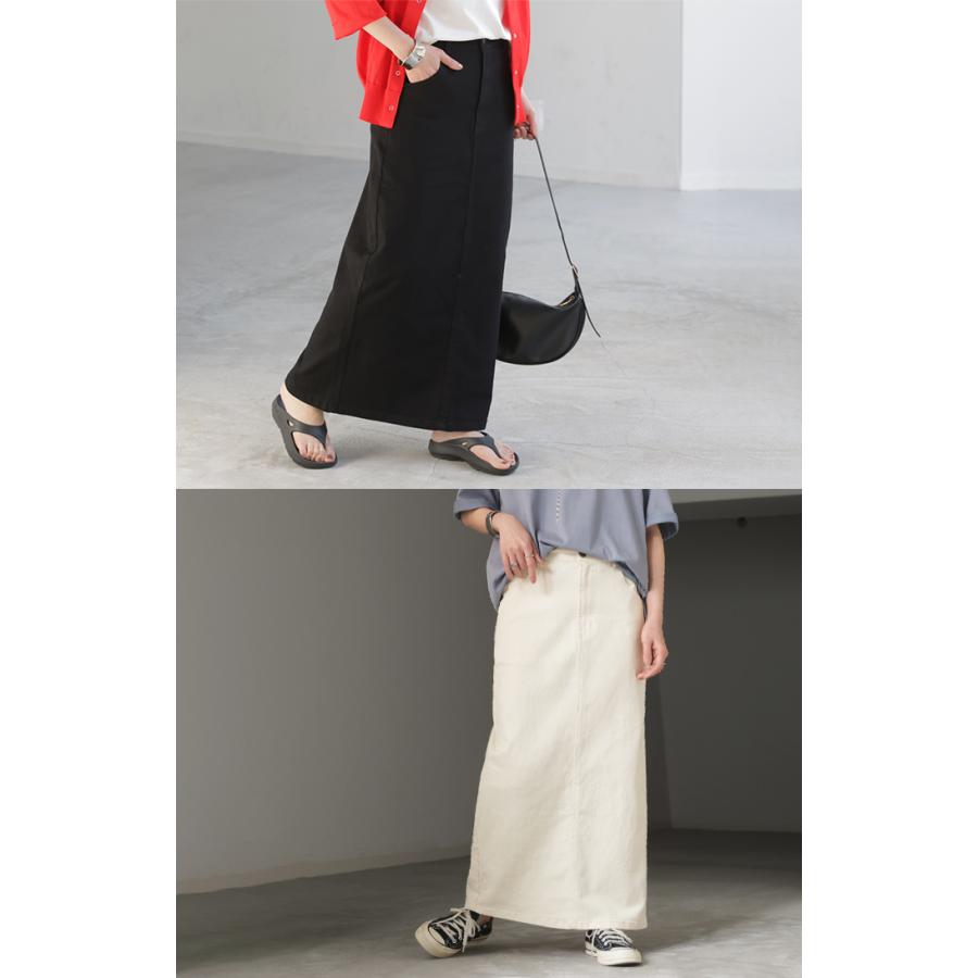 スカート ロング タイト レディース タイトスカート Iライン ストレッチ ロングスカート 綿 混 ボトムス ボトム マキシ マキシスカート スリット 無地 ゆったり | HUG.U | 20