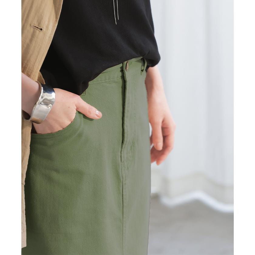 スカート ロング タイト レディース タイトスカート Iライン ストレッチ ロングスカート 綿 混 ボトムス ボトム マキシ マキシスカート スリット 無地 ゆったり | HUG.U | 22