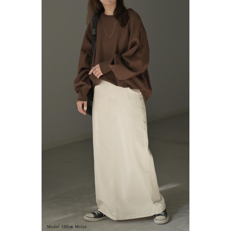 スカート ロング タイト レディース タイトスカート Iライン ストレッチ ロングスカート 綿 混 ボトムス ボトム マキシ マキシスカート スリット 無地 ゆったり | HUG.U | 06