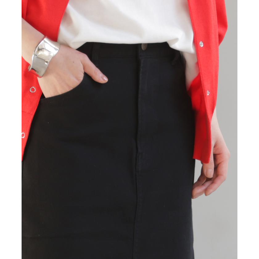 スカート ロング タイト レディース タイトスカート Iライン ストレッチ ロングスカート 綿 混 ボトムス ボトム マキシ マキシスカート スリット 無地 ゆったり | HUG.U | 06