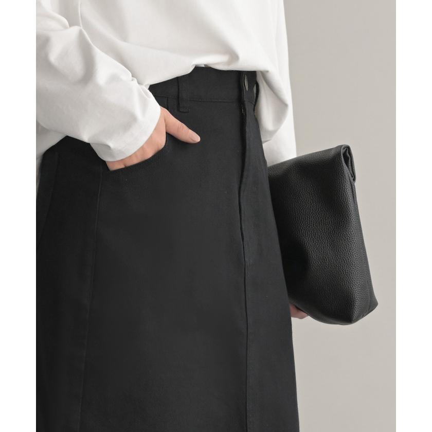 スカート ロング タイト レディース タイトスカート Iライン ストレッチ ロングスカート 綿 混 ボトムス ボトム マキシ マキシスカート スリット 無地 ゆったり | HUG.U | 07