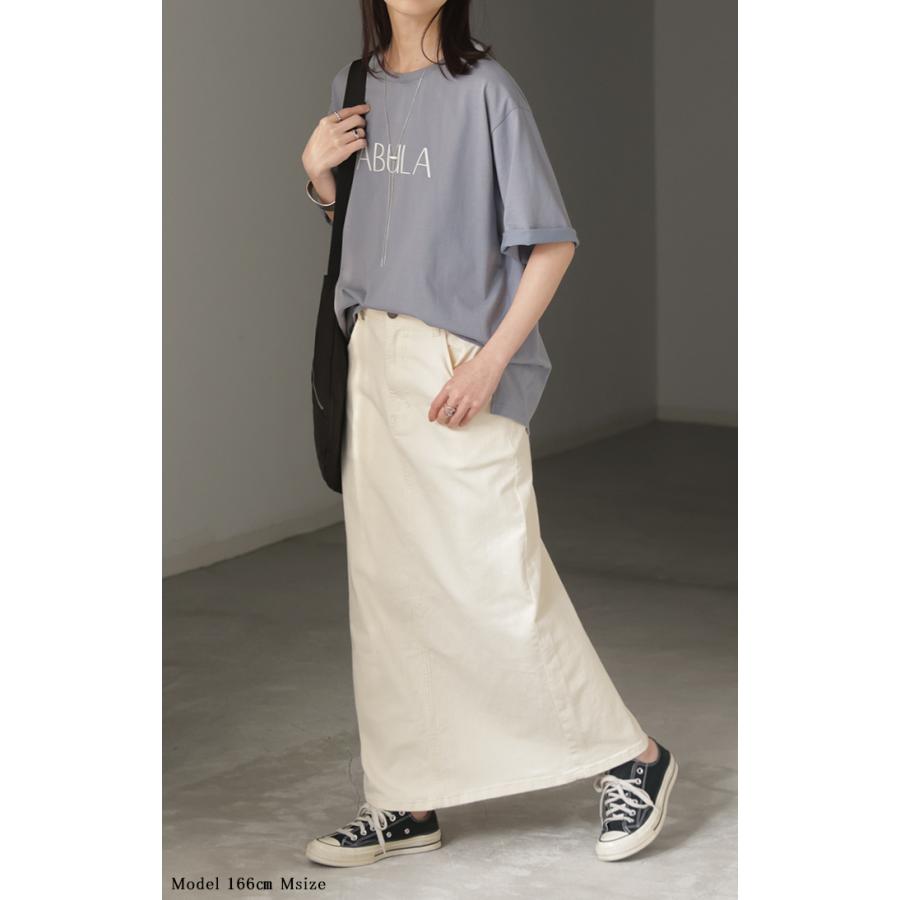 スカート ロング タイト レディース タイトスカート Iライン ストレッチ ロングスカート 綿 混 ボトムス ボトム マキシ マキシスカート スリット 無地 ゆったり | HUG.U | 07