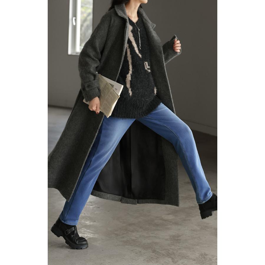 パンツ デニム風 裏シャギー 極暖 レディース スキニー ロング ジーンズ風 デニムライク ジーパン スウェット 裏起毛 ボトムス ボトム | HUG.U | 10