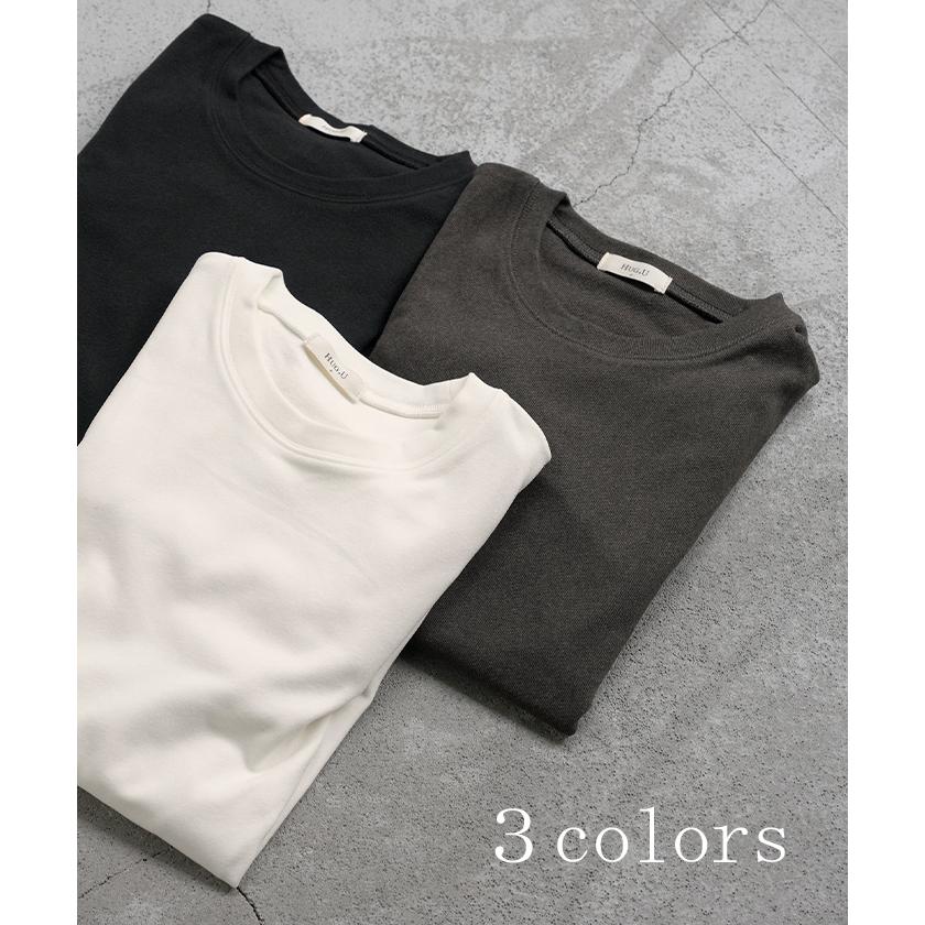 カットソー インナー 発熱 ロンT レディース 吸湿発熱 ヒートインナー トップス 長袖 Tシャツ ロング ティーシャツ ロンティー クルーネック 長い 無地 タイト | HUG.U | 12