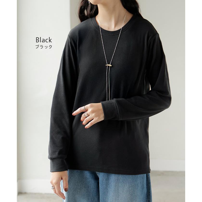 カットソー インナー 発熱 ロンT レディース 吸湿発熱 ヒートインナー トップス 長袖 Tシャツ ロング ティーシャツ ロンティー クルーネック 長い 無地 タイト | HUG.U | 15