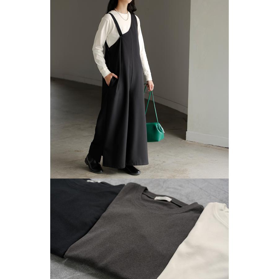 カットソー インナー 発熱 ロンT レディース 吸湿発熱 ヒートインナー トップス 長袖 Tシャツ ロング ティーシャツ ロンティー クルーネック 長い 無地 タイト | HUG.U | 18