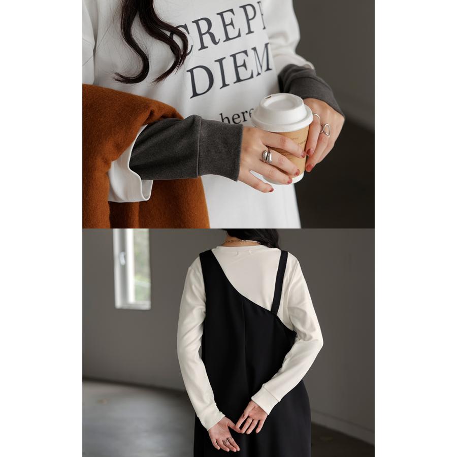 カットソー インナー 発熱 ロンT レディース 吸湿発熱 ヒートインナー トップス 長袖 Tシャツ ロング ティーシャツ ロンティー クルーネック 長い 無地 タイト | HUG.U | 11