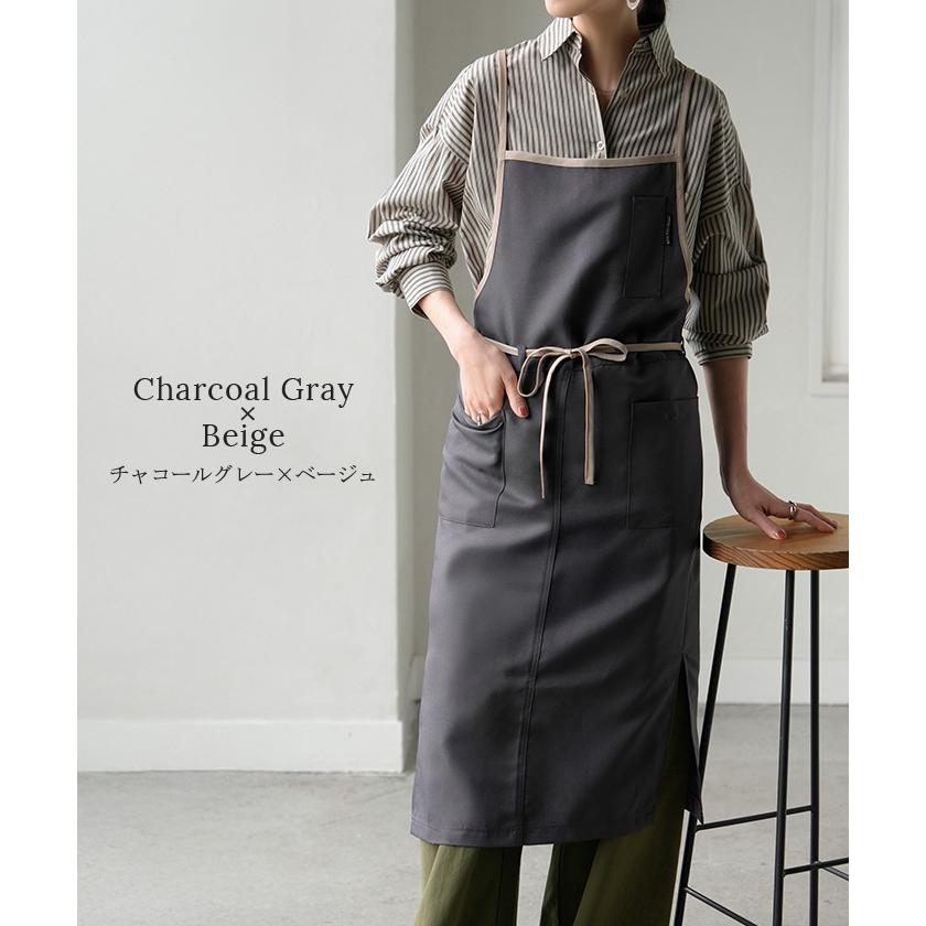 エプロン バッククロス 撥水 軽量 ロング レディース h型 ワークエプロン ロングエプロン ロング丈 軽い 薄い メンズ 大人 無地 シンプル おしゃれ | HUG.U | 14