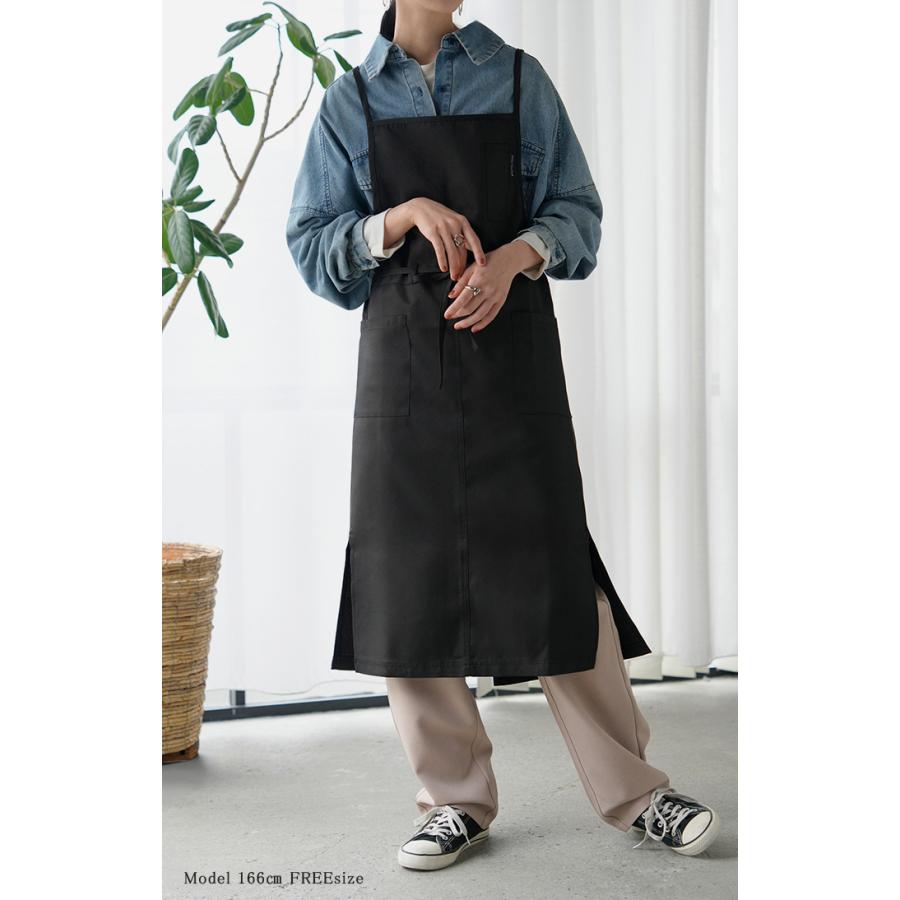エプロン バッククロス 撥水 軽量 ロング レディース h型 ワークエプロン ロングエプロン ロング丈 軽い 薄い メンズ 大人 無地 シンプル おしゃれ | HUG.U | 23