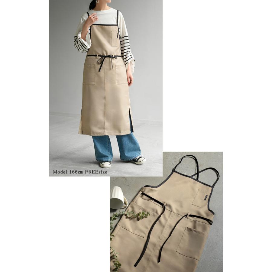 エプロン バッククロス 撥水 軽量 ロング レディース h型 ワークエプロン ロングエプロン ロング丈 軽い 薄い メンズ 大人 無地 シンプル おしゃれ | HUG.U | 06
