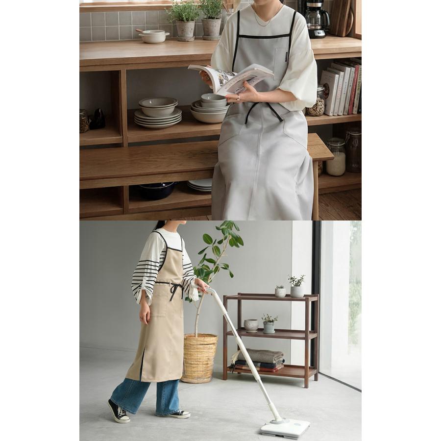 エプロン バッククロス 撥水 軽量 ロング レディース h型 ワークエプロン ロングエプロン ロング丈 軽い 薄い メンズ 大人 無地 シンプル おしゃれ | HUG.U | 09