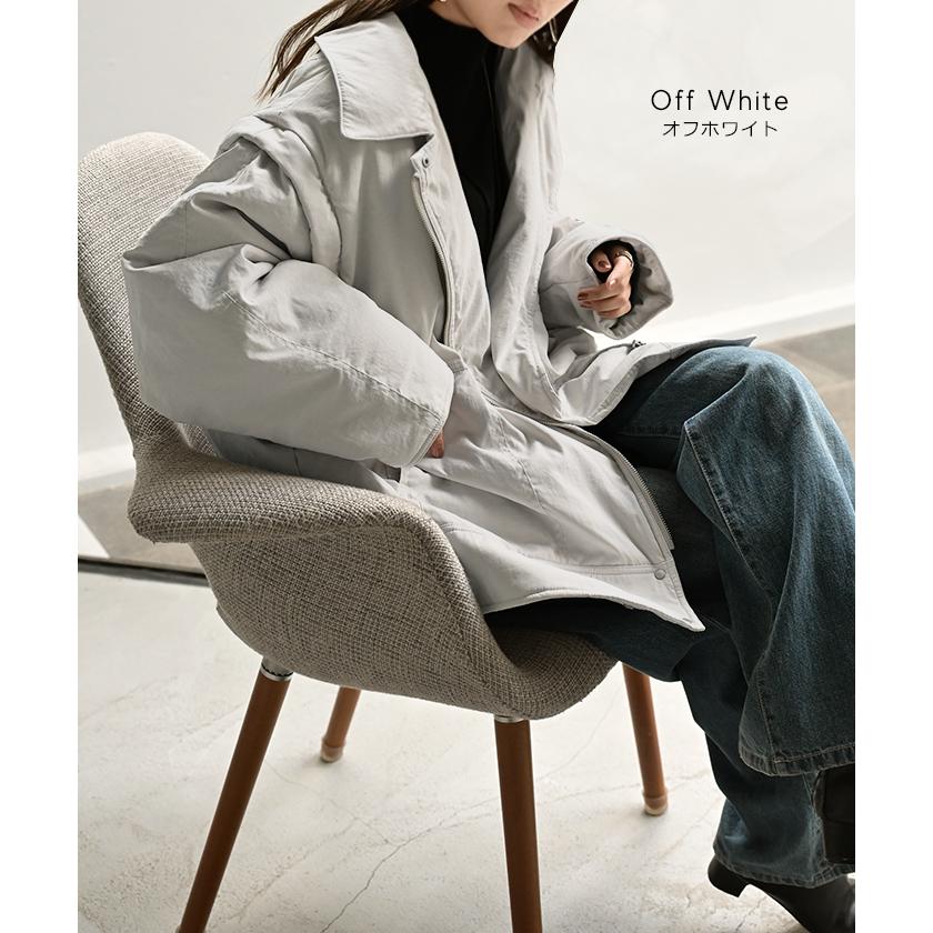 アウター ベスト 2way 中綿 レディース 中綿ジャケット 中綿コート 中綿ベスト ロング パーカー ジャケット ブルゾン オーバー ライダース コート ジレ | HUG.U | 12