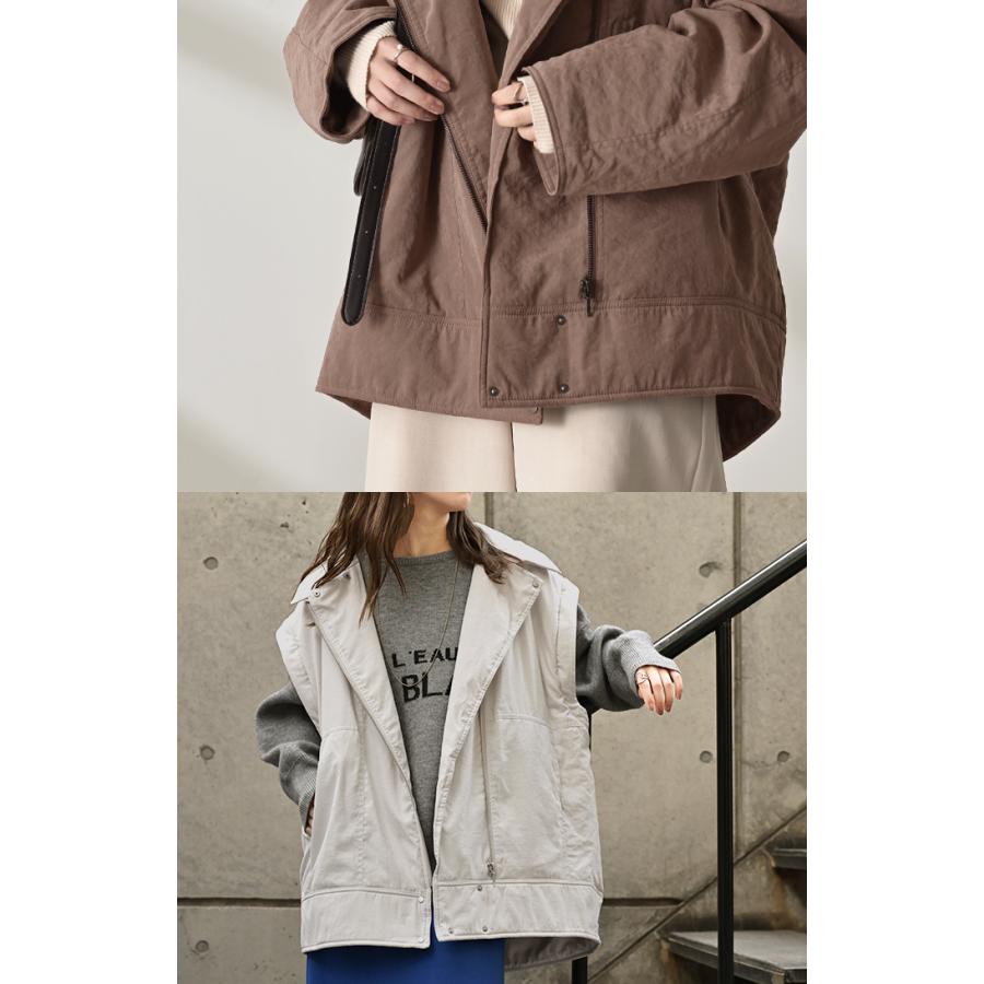 アウター ベスト 2way 中綿 レディース 中綿ジャケット 中綿コート 中綿ベスト ロング パーカー ジャケット ブルゾン オーバー ライダース コート ジレ | HUG.U | 16