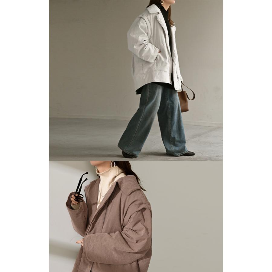 アウター ベスト 2way 中綿 レディース 中綿ジャケット 中綿コート 中綿ベスト ロング パーカー ジャケット ブルゾン オーバー ライダース コート ジレ | HUG.U | 19