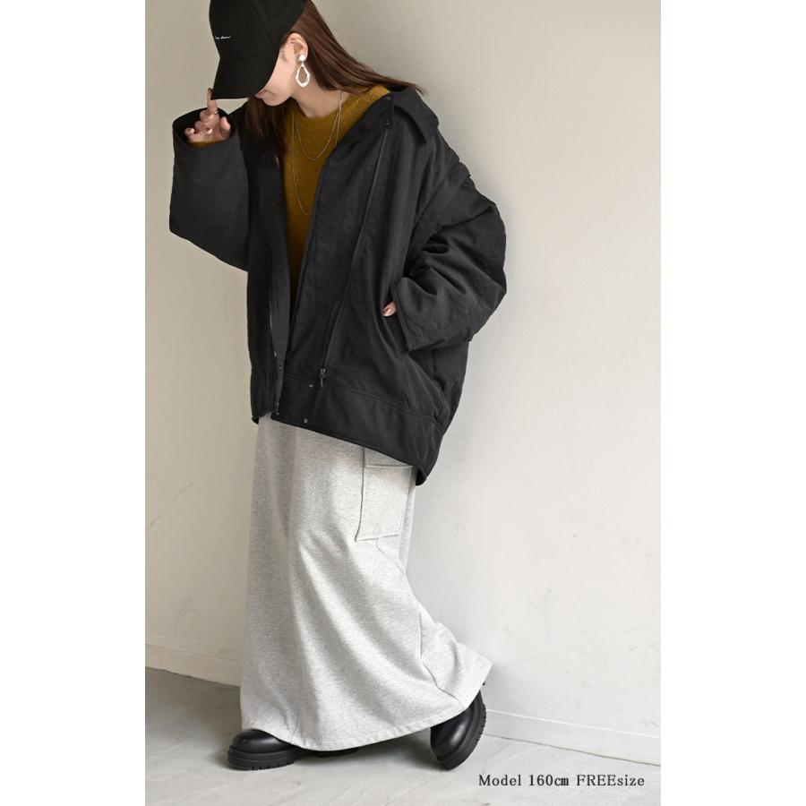 アウター ベスト 2way 中綿 レディース 中綿ジャケット 中綿コート 中綿ベスト ロング パーカー ジャケット ブルゾン オーバー ライダース コート ジレ | HUG.U | 05