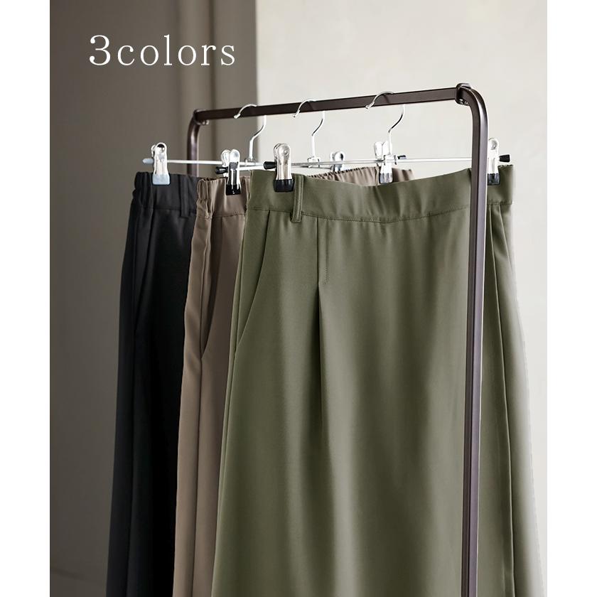 パンツ スカート レディース ボトムス スカパン フレア ラップスカート風 重ね着風 レイヤード 体型カバー ワイドパンツ ズボン ウエストゴム シワになりにくい | HUG.U | 13