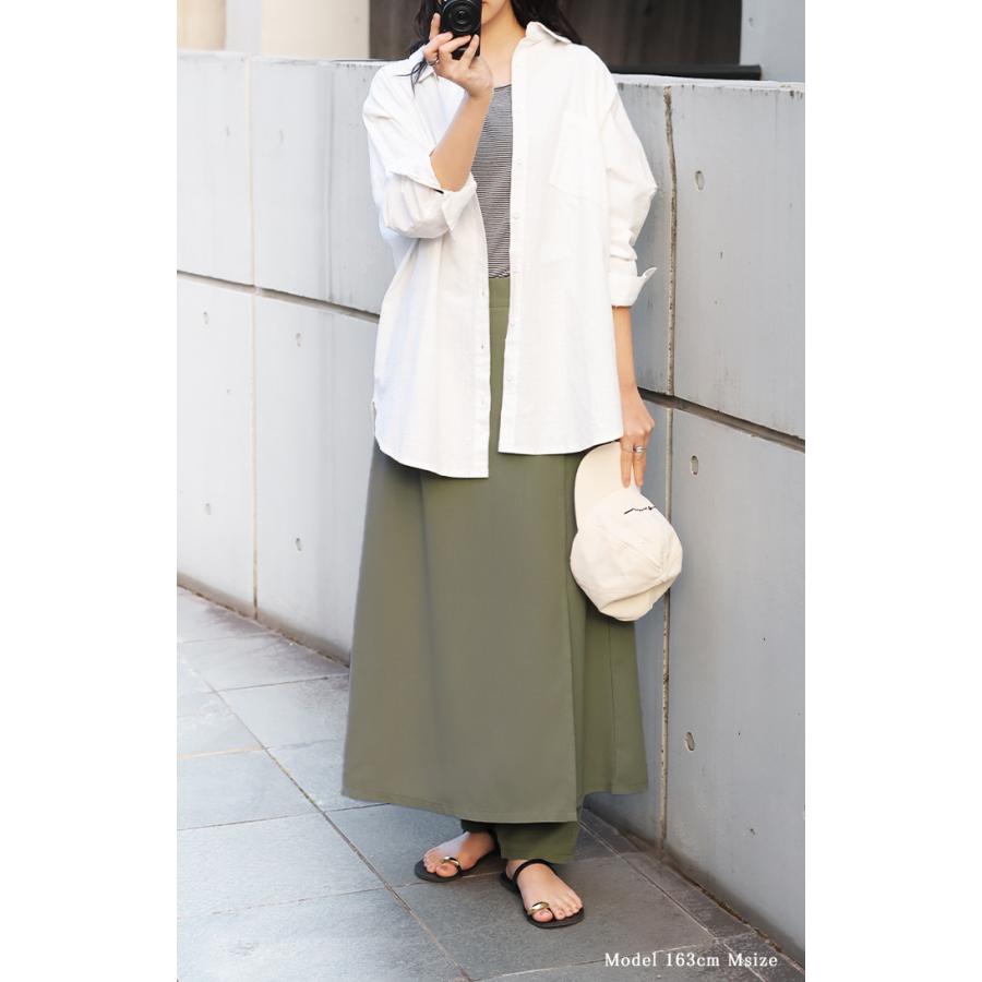パンツ スカート レディース ボトムス スカパン フレア ラップスカート風 重ね着風 レイヤード 体型カバー ワイドパンツ ズボン ウエストゴム シワになりにくい | HUG.U | 06