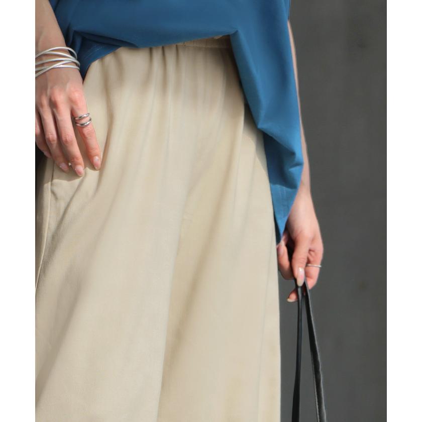 パンツ ロング ワイド ハイストレッチ レディース ワイドパンツ ロングパンツ ボトムス ボトム ストレート ズボン ハイウエスト ウエストゴム | HUG.U | 19