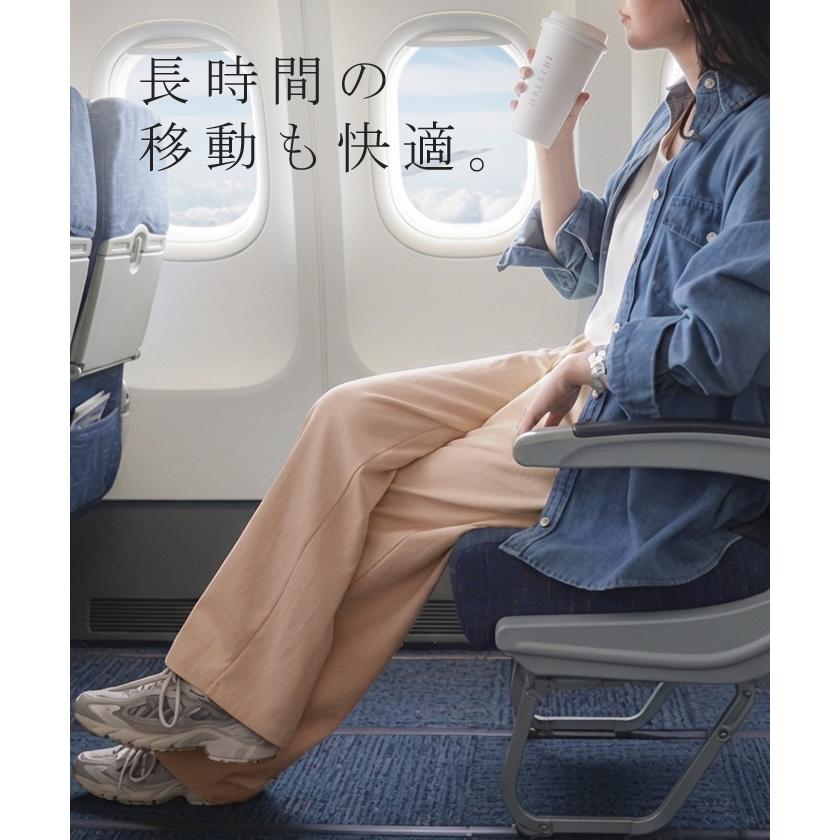 パンツ ロング ワイド ハイストレッチ レディース ワイドパンツ ロングパンツ ボトムス ボトム ストレート ズボン ハイウエスト ウエストゴム | HUG.U | 09