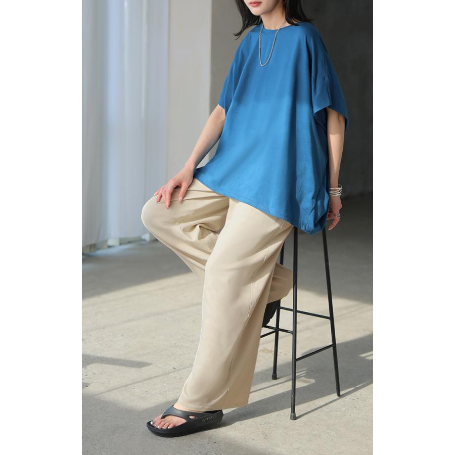 パンツ ロング ワイド ハイストレッチ レディース ワイドパンツ ロングパンツ ボトムス ボトム ストレート ズボン ハイウエスト ウエストゴム | HUG.U | 11