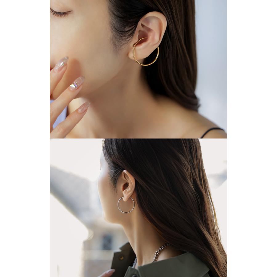 イヤリング サージカルステンレス ピアスに見える イヤカフ イヤーカフ シルバー ゴールド 金属アレルギー 金アレ アレルギー対応 ノンホール フープイヤリング | HUG.U | 12