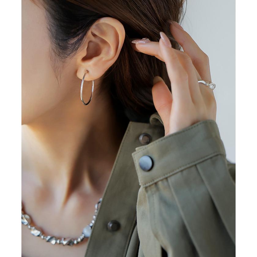 イヤリング サージカルステンレス ピアスに見える イヤカフ イヤーカフ シルバー ゴールド 金属アレルギー 金アレ アレルギー対応 ノンホール フープイヤリング | HUG.U | 06