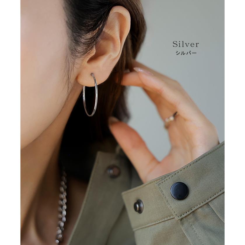 イヤリング サージカルステンレス ピアスに見える イヤカフ イヤーカフ シルバー ゴールド 金属アレルギー 金アレ アレルギー対応 ノンホール フープイヤリング | HUG.U | 09