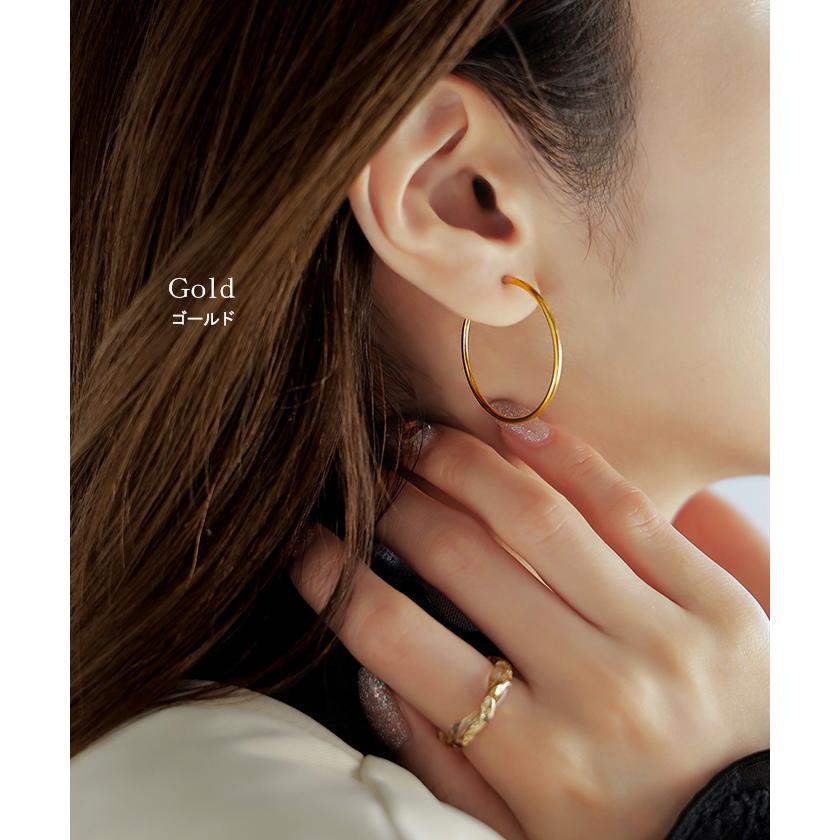イヤリング サージカルステンレス ピアスに見える イヤカフ イヤーカフ シルバー ゴールド 金属アレルギー 金アレ アレルギー対応 ノンホール フープイヤリング | HUG.U | 10