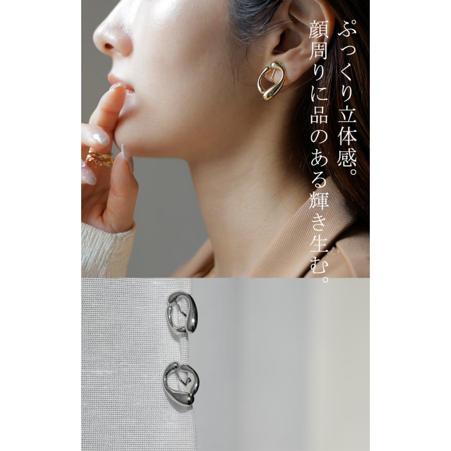 イヤリング ピアスに見える イヤカフ イヤーカフ シルバー ゴールド ノンホール ウェーブ ねじり ぷっくり アクセサリー アクセ フープ フープイヤリング | HUG.U | 13