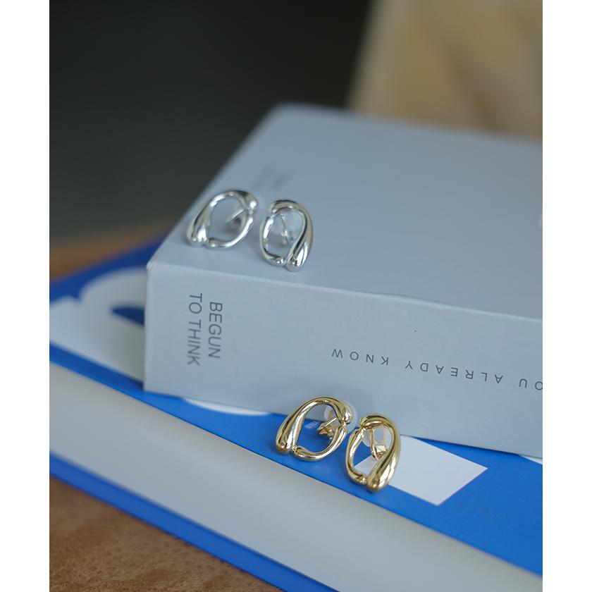 イヤリング ピアスに見える イヤカフ イヤーカフ シルバー ゴールド ノンホール ウェーブ ねじり ぷっくり アクセサリー アクセ フープ フープイヤリング | HUG.U | 03