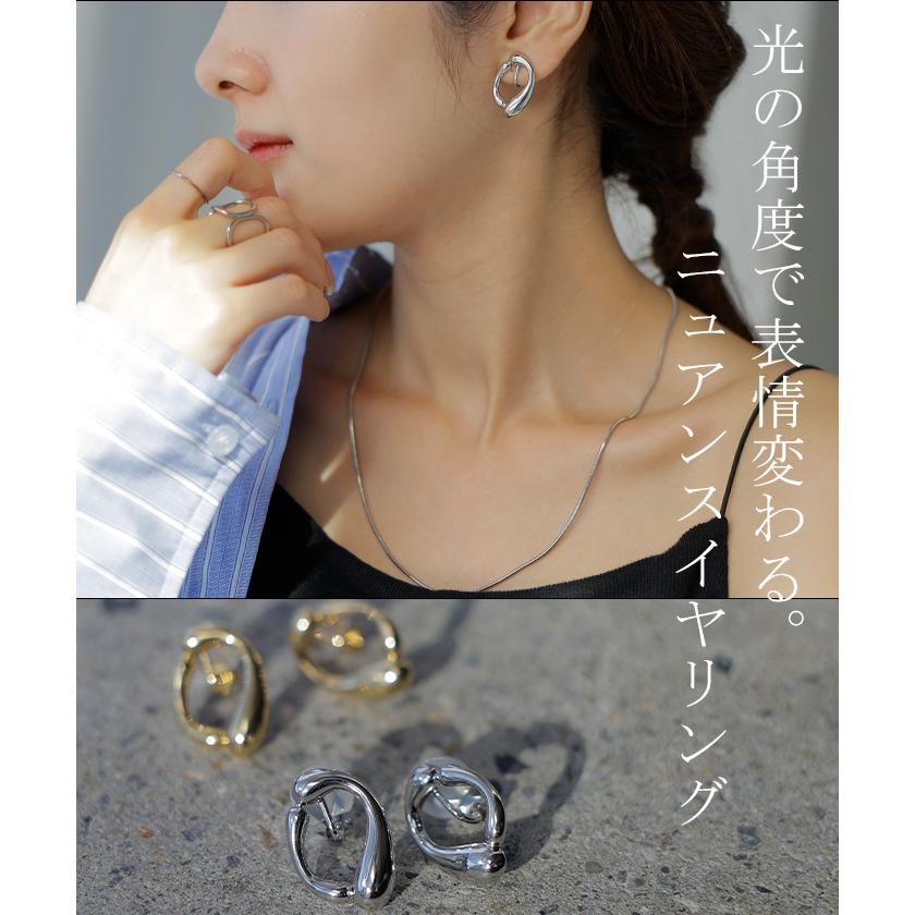 イヤリング ピアスに見える イヤカフ イヤーカフ シルバー ゴールド ノンホール ウェーブ ねじり ぷっくり アクセサリー アクセ フープ フープイヤリング | HUG.U | 04