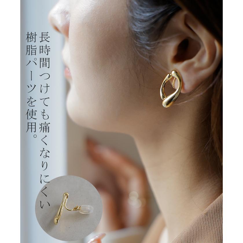 イヤリング ピアスに見える イヤカフ イヤーカフ シルバー ゴールド ノンホール ウェーブ ねじり ぷっくり アクセサリー アクセ フープ フープイヤリング | HUG.U | 05