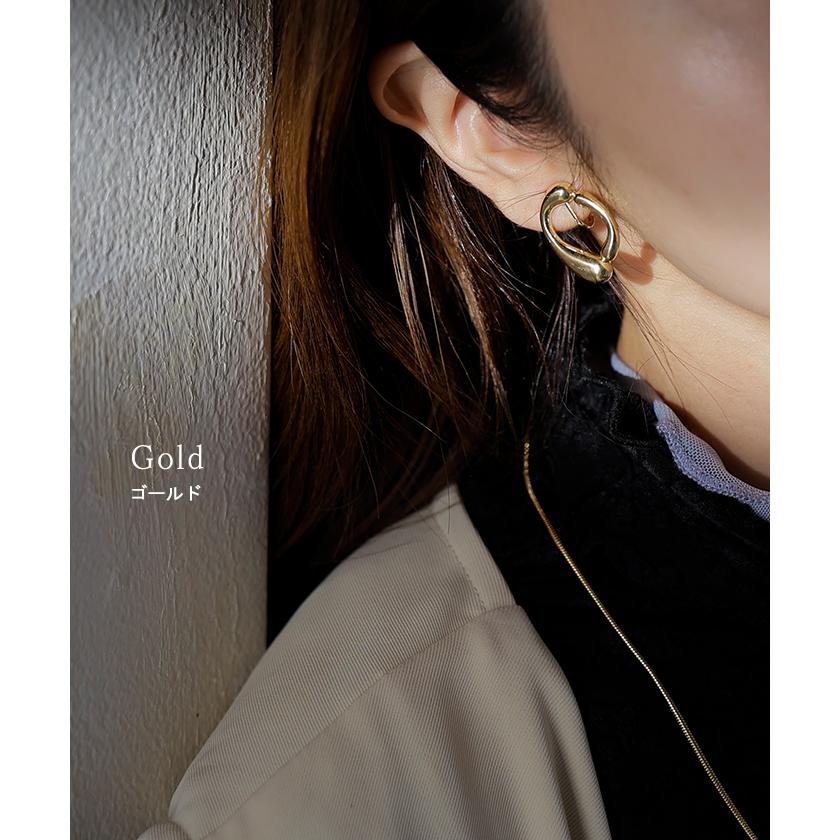 イヤリング ピアスに見える イヤカフ イヤーカフ シルバー ゴールド ノンホール ウェーブ ねじり ぷっくり アクセサリー アクセ フープ フープイヤリング | HUG.U | 09