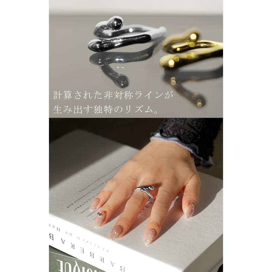 リング ニュアンス メタル モチーフ アクセサリー レディース 指輪 アクセ シルバー ゴールド シルバーアクセサリー 変形 アンバランス アシンメトリー ツイスト | HUG.U | 07