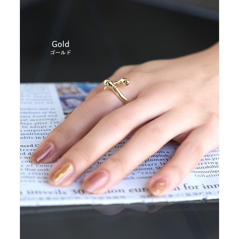 リング ニュアンス メタル モチーフ アクセサリー レディース 指輪 アクセ シルバー ゴールド シルバーアクセサリー 変形 アンバランス アシンメトリー ツイスト | HUG.U | 08