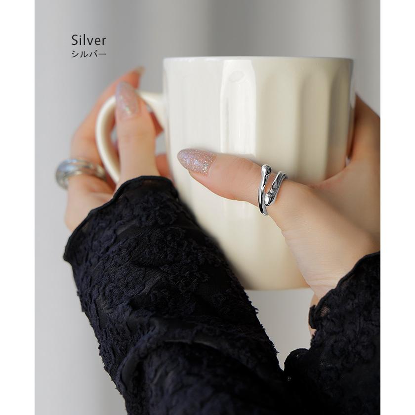 リング ニュアンス メタル モチーフ アクセサリー レディース 指輪 アクセ シルバー ゴールド シルバーアクセサリー 変形 アンバランス アシンメトリー ツイスト | HUG.U | 09