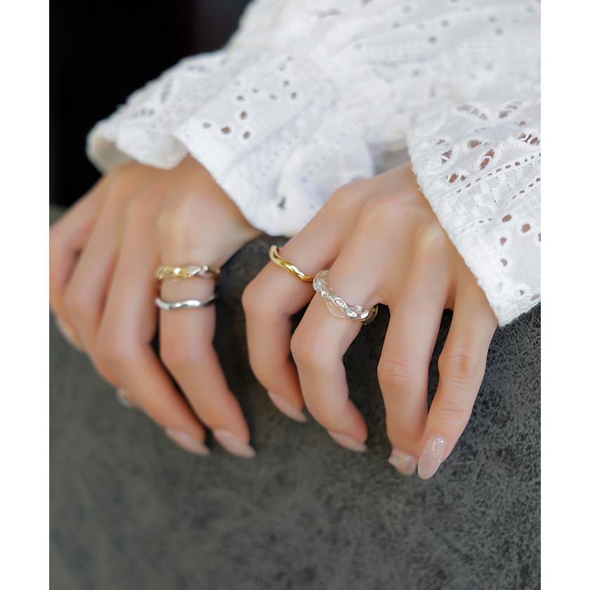リング 2点セット アクセサリー クリア メタル ニュアンス レディース 指輪 アクセ シルバー ゴールド シルバーアクセサリー S字 ツイスト レイヤード | HUG.U | 14