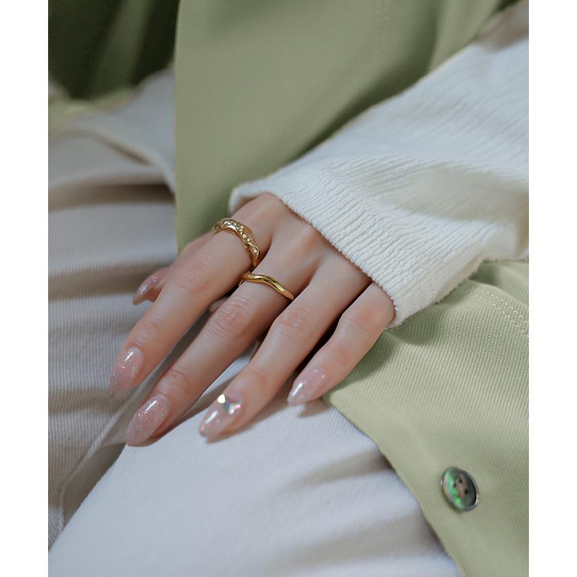 リング 2点セット アクセサリー クリア メタル ニュアンス レディース 指輪 アクセ シルバー ゴールド シルバーアクセサリー S字 ツイスト レイヤード | HUG.U | 04