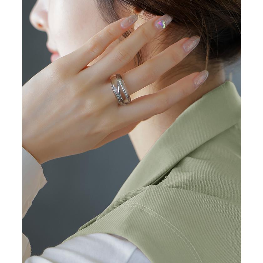 リング クリア メタル アクセサリー ニュアンス レディース 指輪 アクセ シルバー ゴールド シルバーアクセサリー ボリューム 透け感 レイヤード 重ね付け 太め | HUG.U | 12